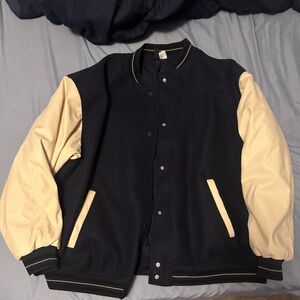 H&M Women’s Varsity Jacket in Dark Blue and Cream
